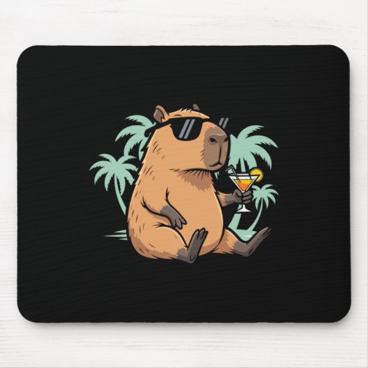 Tapis De Souris Capybara avec queue - ambiance détendue (Devant)