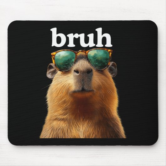 Tapis De Souris Capybara Bruh With Sungles Funny Meme Lovers Men W (Devant)