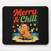 Tapis De Souris Capybara Christmas Holiday Beach Vibes Merry And C (Devant)