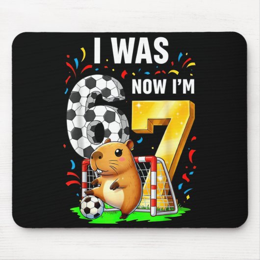 Tapis De Souris Capybara Football Anniversaire J'avais 6 ans Maint (Devant)