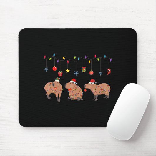 Tapis De Souris Capybara Joyeux Noël Capybaras Lover Casquette amu (Avec souris)