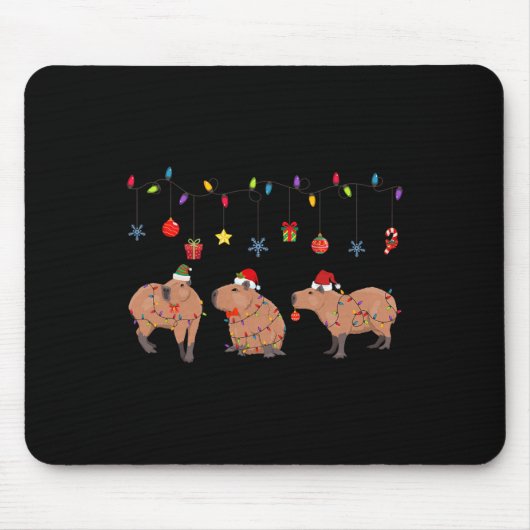 Tapis De Souris Capybara Joyeux Noël Capybaras Lover Casquette amu (Devant)