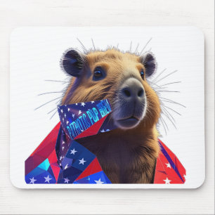 Tapis De Souris Capybara Low-Poly 'Pup Brew Patriotique' Gamer Sur