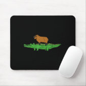 Tapis De Souris Capybara On Crocodile Capy Alligator Rodent Men Wo (Avec souris)