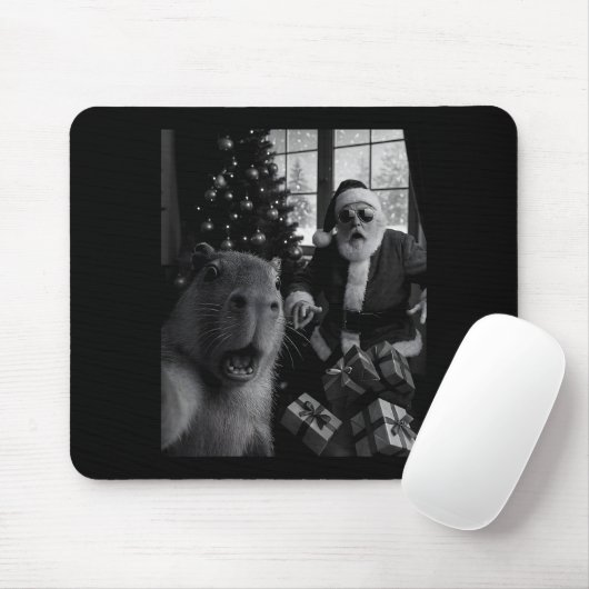 Tapis De Souris Capybara Selfie With Santa Funny Capybara For Men (Avec souris)