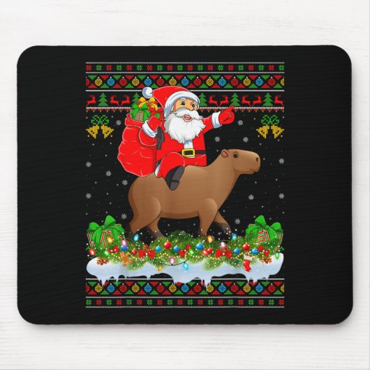 Tapis De Souris Capybara Xmas Pajamas Ugly Santa Riding Capybara C (Devant)