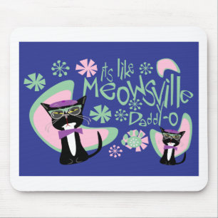 Tapis De Souris Caractère Beatnik de dessin Cinquante Chat Slogan