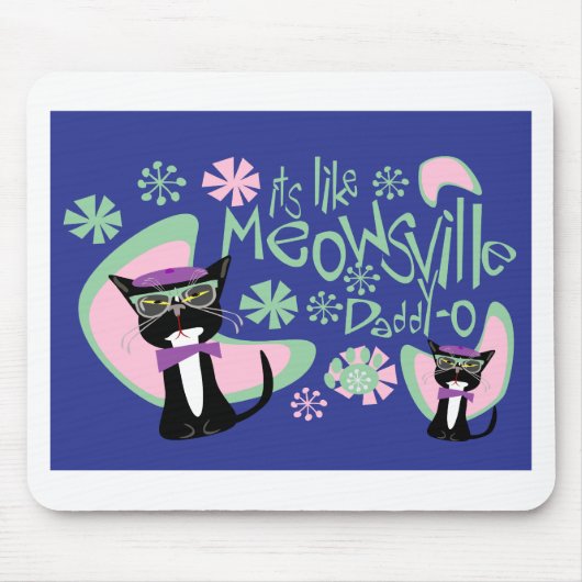 Tapis De Souris Caractère Beatnik de dessin Cinquante Chat Slogan (Devant)