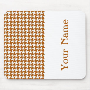 Tapis De Souris Caramel Moderne Houndstooth avec nom