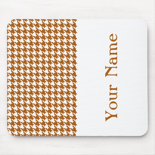 Tapis De Souris Caramel Moderne Houndstooth avec nom (Devant)
