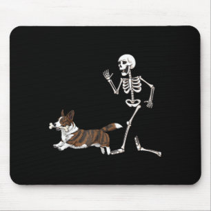 Tapis De Souris Cardigan gallois drôle d'Halloween Corgi et squele