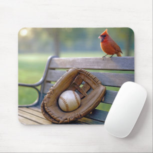Tapis De Souris Cardinal avec une balle de baseball dans un gant