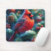 Tapis De Souris Cardinal de Noël/hiver (Avec souris)