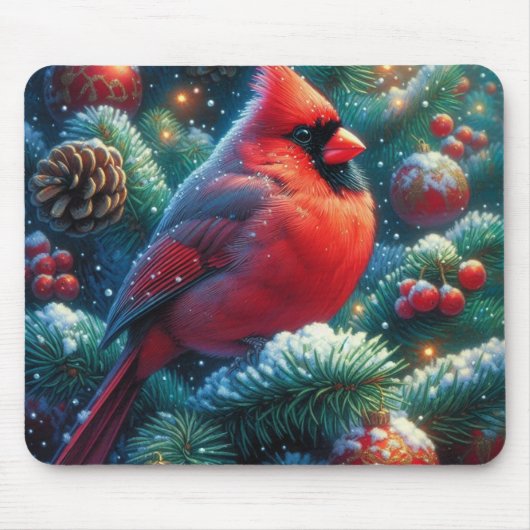 Tapis De Souris Cardinal de Noël/hiver (Devant)