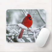 Tapis De Souris Cardinal rouge dans la neige Mousepad (Avec souris)