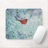 Tapis De Souris Cardinal rouge Oiseau d'hiver Souris (Avec souris)