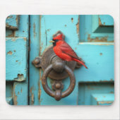 Tapis De Souris Cardinal rouge sur un marteau de porte rouillé (Devant)