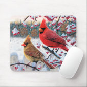 Tapis De Souris Cardinaux d'hiver (Avec souris)