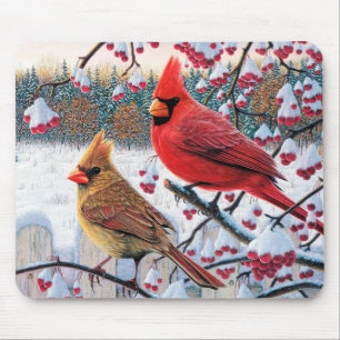 Tapis De Souris Cardinaux d'hiver