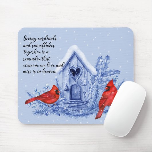 Tapis De Souris Cardinaux et flocons de neige (Avec souris)
