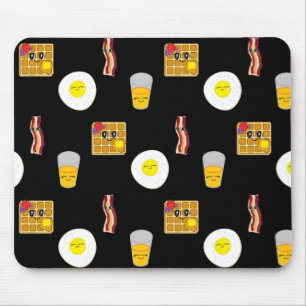 Tapis De Souris Caricature Bacon, Oeufs et gaufres