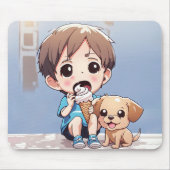 Tapis De Souris Caricature Bois Avec Cône De Crème De Glace (Devant)