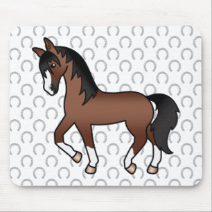 Tapis De Souris Caricature Brown Cheval Trotting
