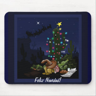Tapis De Souris Caricature de cactus de Noël du sud-ouest