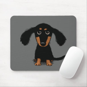 Tapis De Souris Caricature de chien mignon de chiot longue Haired 