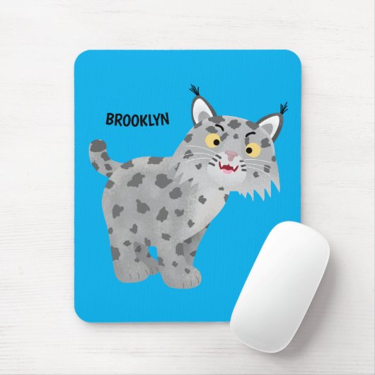 Tapis De Souris Caricature de lynx de lynx de lynx (Avec souris)