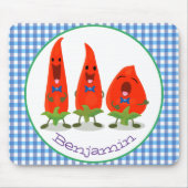 Tapis De Souris Caricature de piments chantants mignons (Devant)