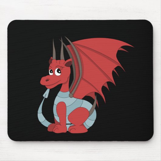 Tapis De Souris Caricature Dragon Rouge (Devant)