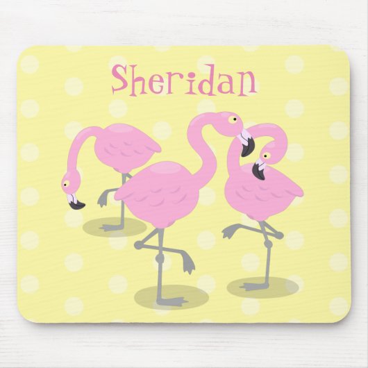Tapis De Souris Caricature en trio flamand rose mou (Devant)