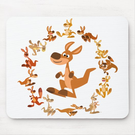 Tapis De Souris Caricature mignonne Kangaroos Mandala Mousepad (Devant)