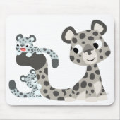 Tapis De Souris Caricature Snow Leopard et Cubs Mousepad (Devant)