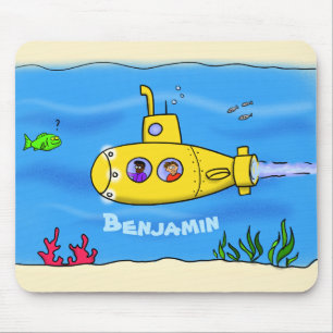 Tapis De Souris Caricature sous-marine joyeuse