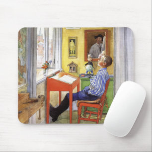 Tapis De Souris Carl Larsson Esbjorn au bureau rouge Art vintage