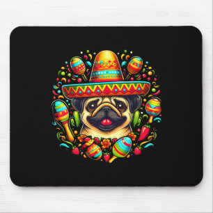 Tapis De Souris Carlin amusant Cinco De Mayo Cute Chien Mexicain S