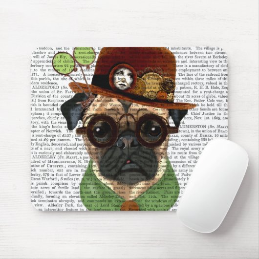 Tapis De Souris Carlin avec Casquette Steampunk Bowler (Avec souris)
