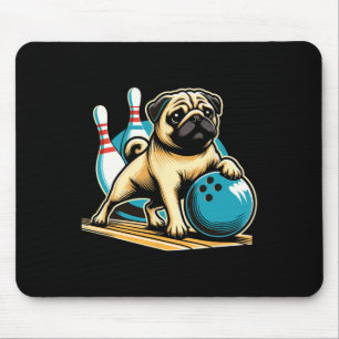 Tapis De Souris Carlin vintage Retro Dog Jouer Bowling
