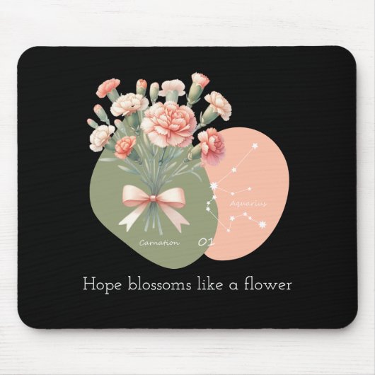 Tapis De Souris Carnation rose Aquarius Constellation Hope Texte (Devant)