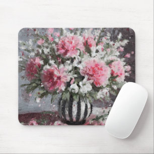 Tapis De Souris Carnation rose Fleur Arrangement noir