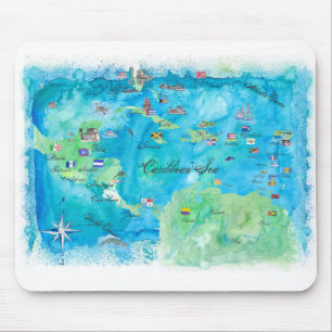 Tapis De Souris Carnet d'affiches de voyage de croisières caribé