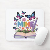 Tapis De Souris carnet "MINE" Papillon & Fleurs (Avec souris)