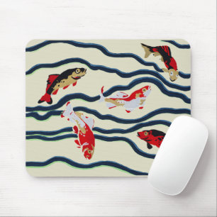 Tapis De Souris Carpe de décoration marine colorée Art déco