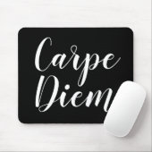 Tapis De Souris Carpe Diem typographie de script noir et blanc (Avec souris)