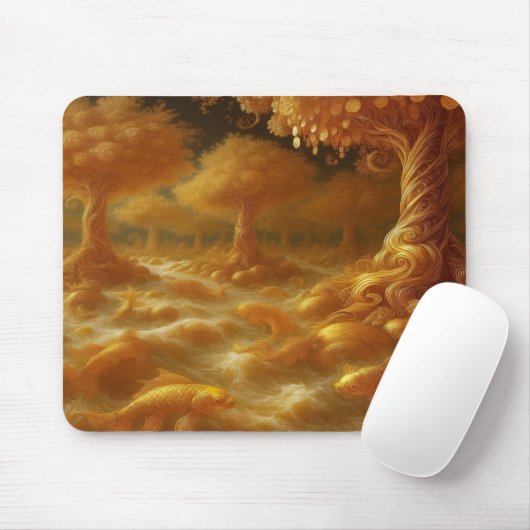 Tapis De Souris Carpe Koi Dorée (Avec souris)