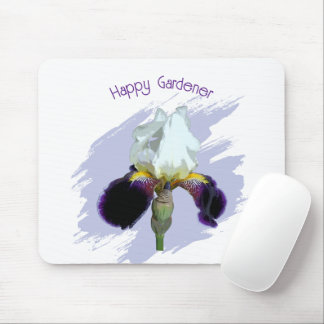 Tapis de souris carré Iris violet et blanc