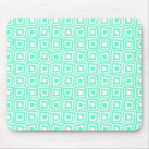 Tapis De Souris Carré rétro - Turquoise sur Blanc