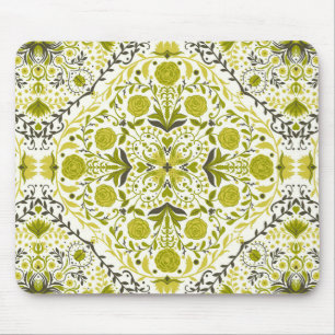 Tapis De Souris Carreaux de fleurs en vert